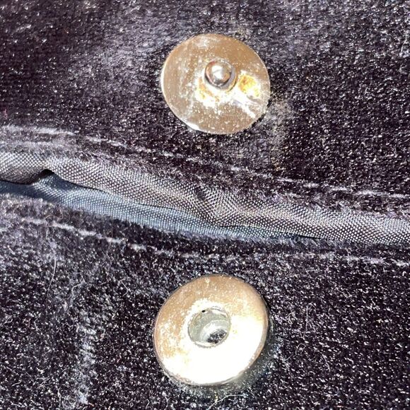 Victoria Secret Black Velvet Satchel Bag Purse Gift Bag Pearl Heart Charm Small - Picture 9 of 11